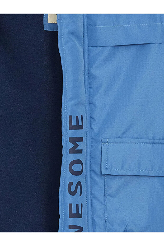 LCW baby Mavi Kapüşonlu Erkek Bebek Parka - 3