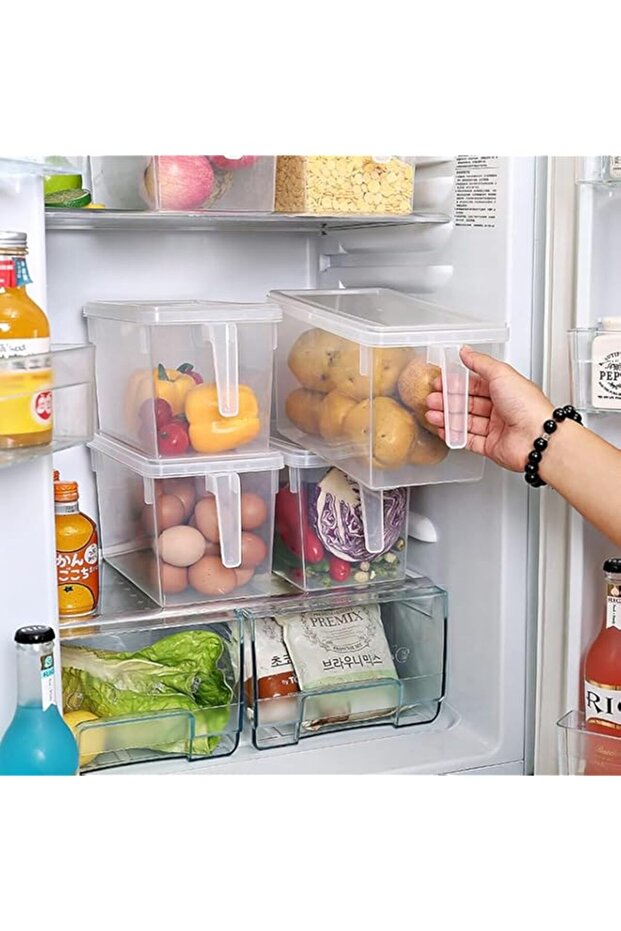Nyganmelloz Fridge Organizer,Food Storage Boxes With Lids Freezer Safe 3 Pcs Large Plastic Kitchen R
