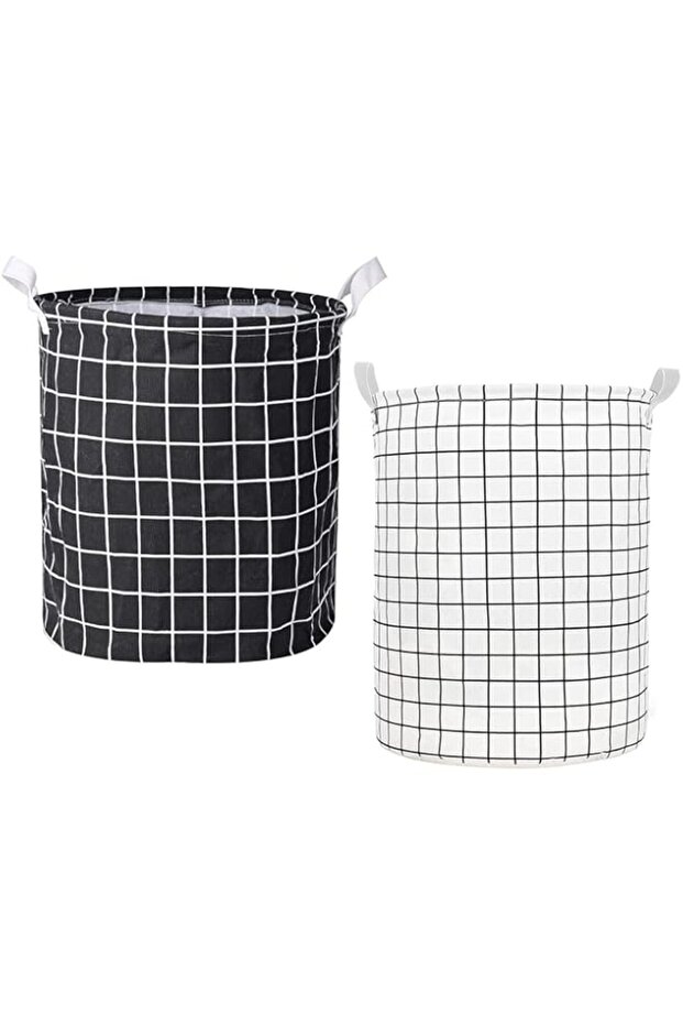 Laundry Basket, 2PCS Waterproof Canvas Fabric Collapsible Laundry Baskets with Handles Dirty Clothes