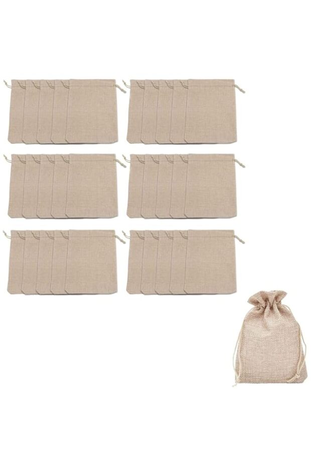 WSUZIDGG Pack of 30 Jute Gift Bags with Drawstring, 7 to 9 cm, Right