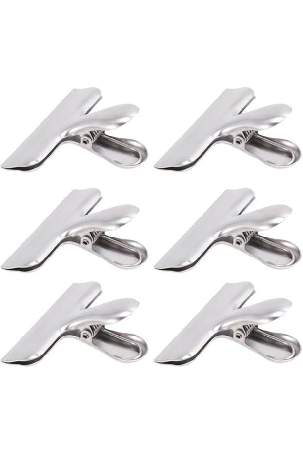 Tofficu Chip Clips, 6pcs Stainless Steel Chip Clip, Bag Clips for Food, Clips for Food Packages, Chi