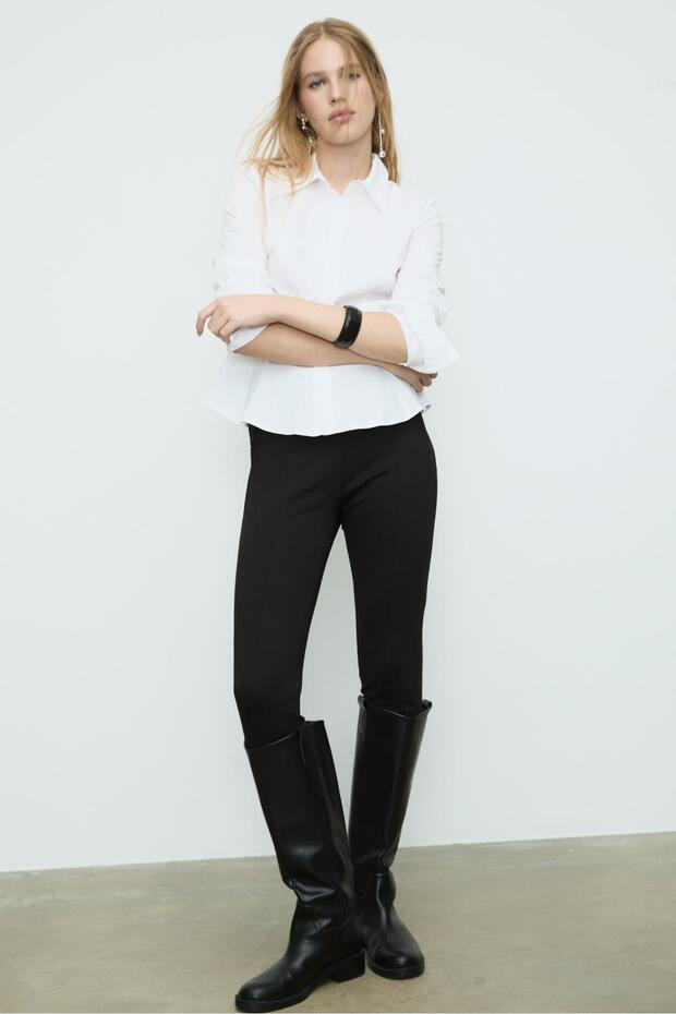 Fitted peplum poplin gömlek - 3