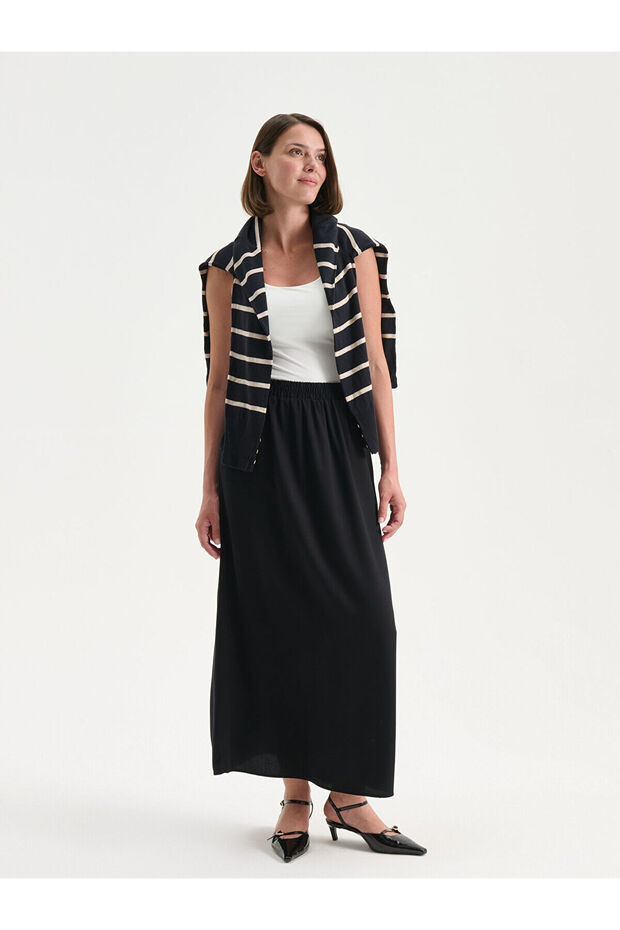 Mg trend'en black elastic waist a-line skirt