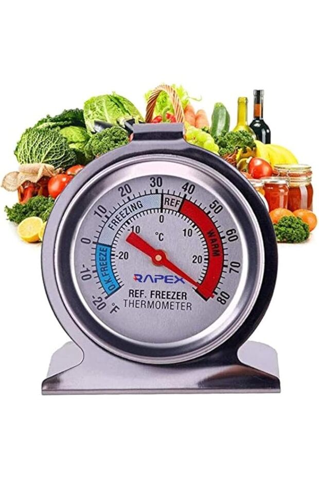 Royal Apex Stainless Steel Refrigerator & Freezer Thermometer, 4cm Large Dial with Red Indicator, -3