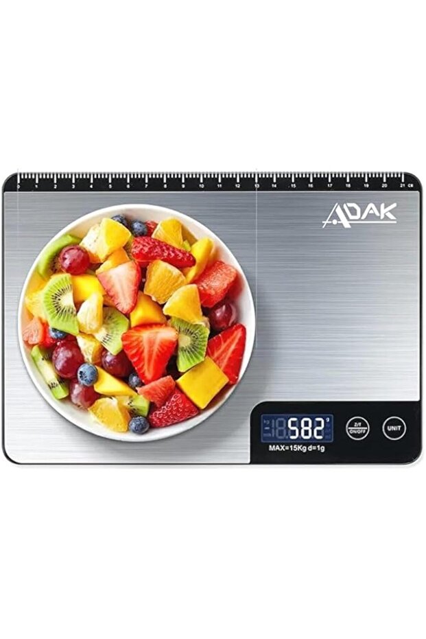 Adak 15 Kg Digital Kitchen Scale, Stainless Steel Digital Food Scale for Baking & Cooking Healthy Fo