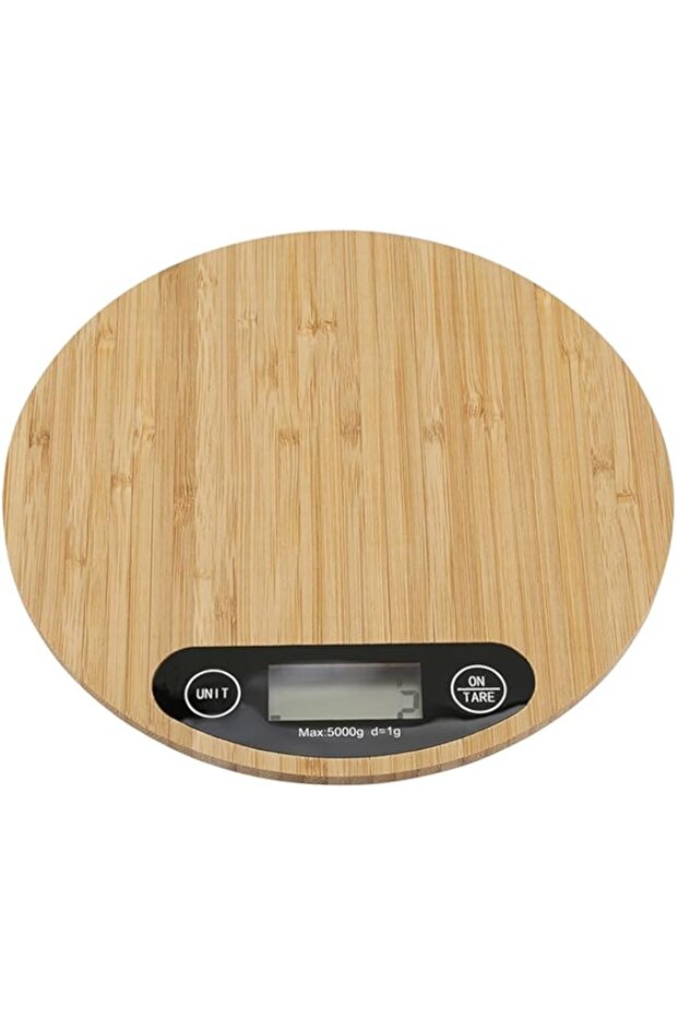 Luqeeg Home Use Kitchen Scale, Round ABS Bamboo LED Display Electric Kitchen Weighing Scale Cooking
