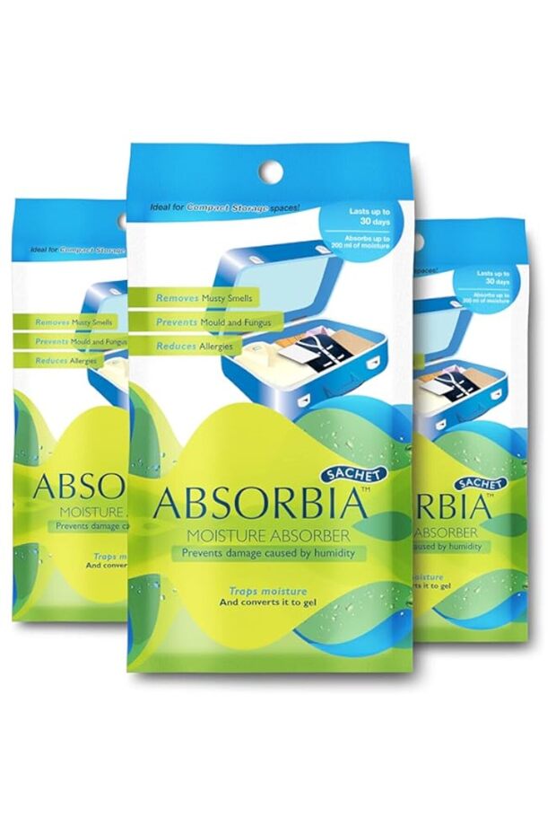 Absorbia Moisture Absorber| Absorbia Sachet(100g X 3 Sachet) - Family Pack of 3 |Absorbs 200ml Each
