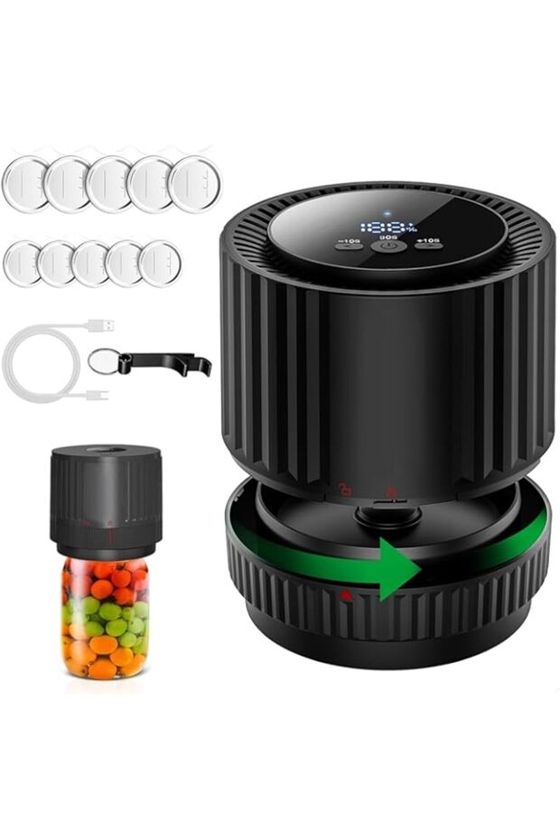 AquaFalcon Mason Jar Vacuum Sealer - Electric Vacuum Sealer for Jars with Wide and Regular Mouth Mas