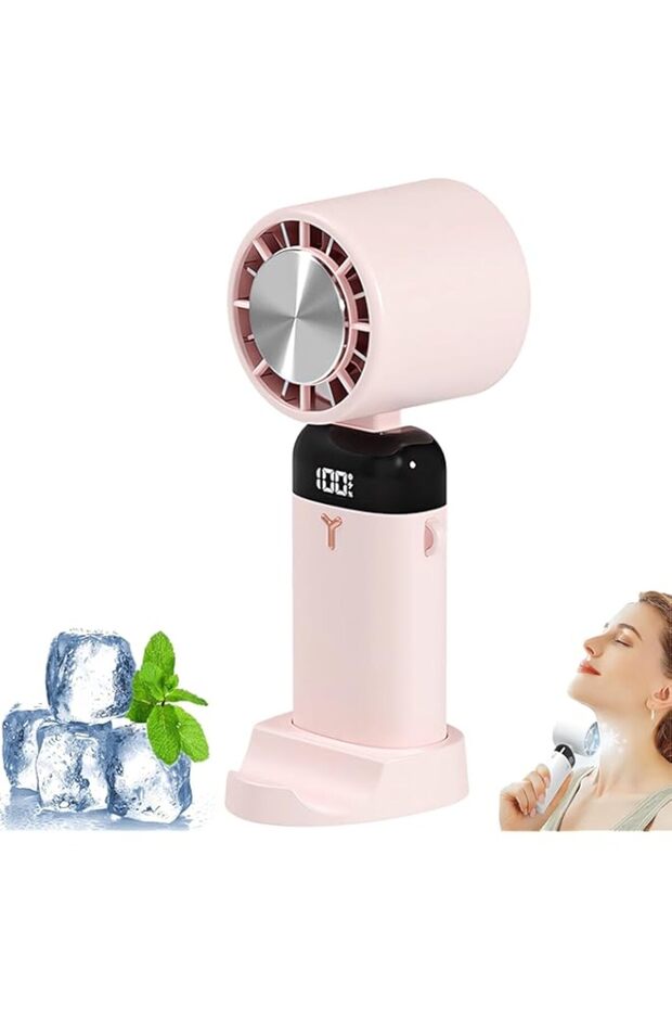 LUCKYUN Portable Fan with 3 Adjustable Speeds and Desktop Base, Cooling Personal Table Fan with Digi - 1