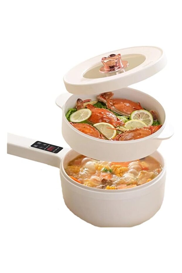 LansMoor Electric Hot Pot with Steamer, Non-Stick, Multi-Functional Cooker, Electric Skillet, Frying