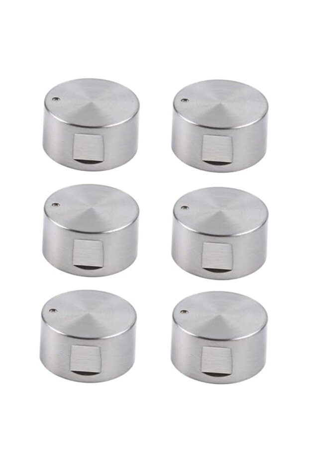 Gas Stove Knob, 6 Pcs Metal Knob for Stove, Oven Knobs Control, 6mm Shaft Diameter, Zinc Alloy, Silv
