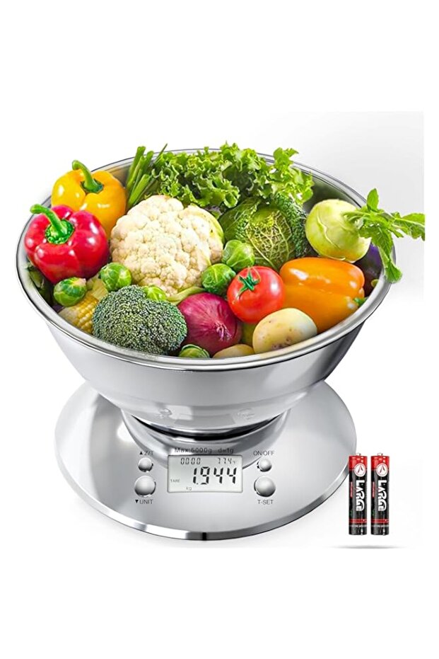 Azonee Kitchen Digital Scale, Kitchen Food Scale with Bowl, Stainless Steel Kitchen Food Digital Sca