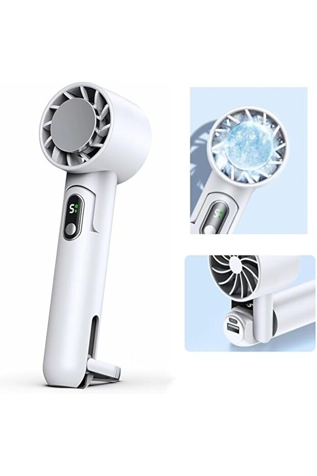 Portable Handheld Fan, Personal Mini Fan, 10.5 Hrs 4000mAh Rechargeable Fan, 5 Speeds Adjustable LED