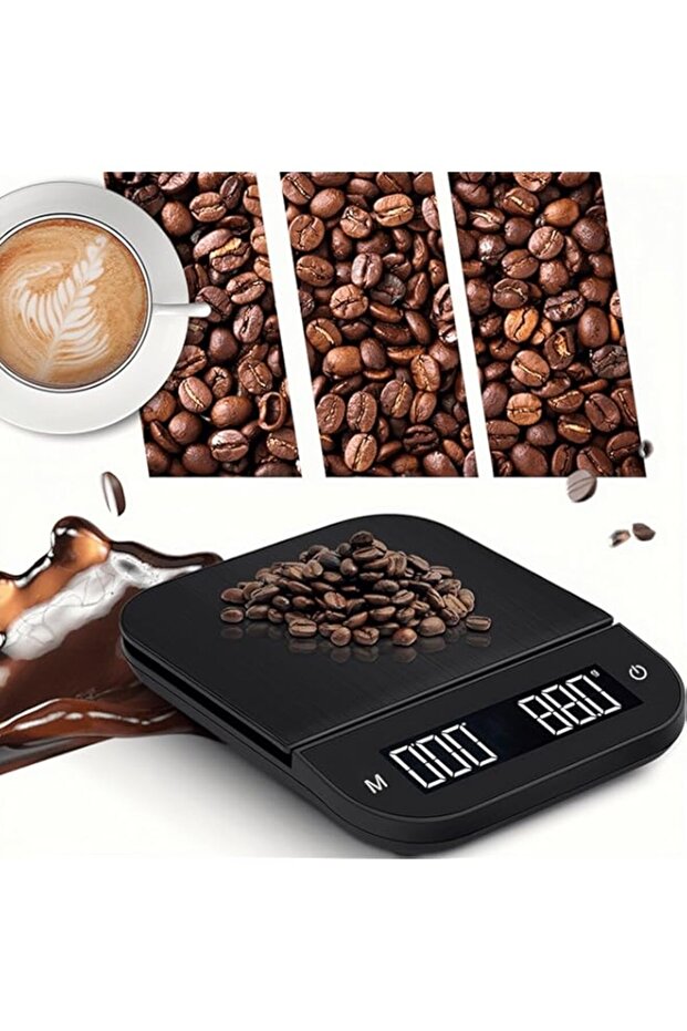 TERRIFI Multifunctional Digital Coffee Scale, LED High-Definition Large Screen Display, Auto Timer a - 1