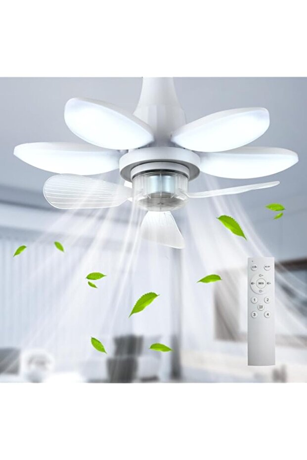 GEADI Ceiling Fans with Lights and Remote, 29cm E27 Foldable Base Socket Fan Light, 4 Fan Speed, 3 C