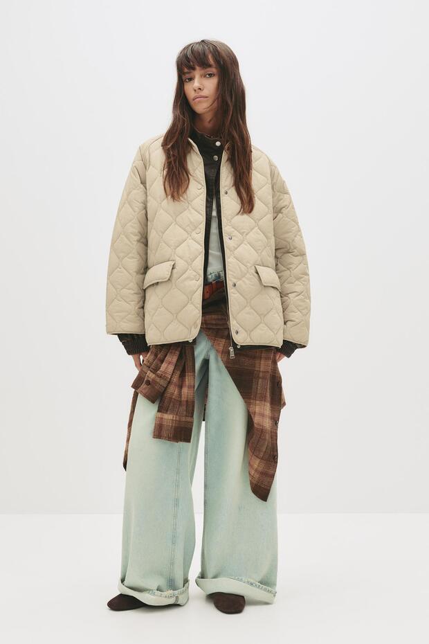 Fitilli yakalı kapitone ceket - 3