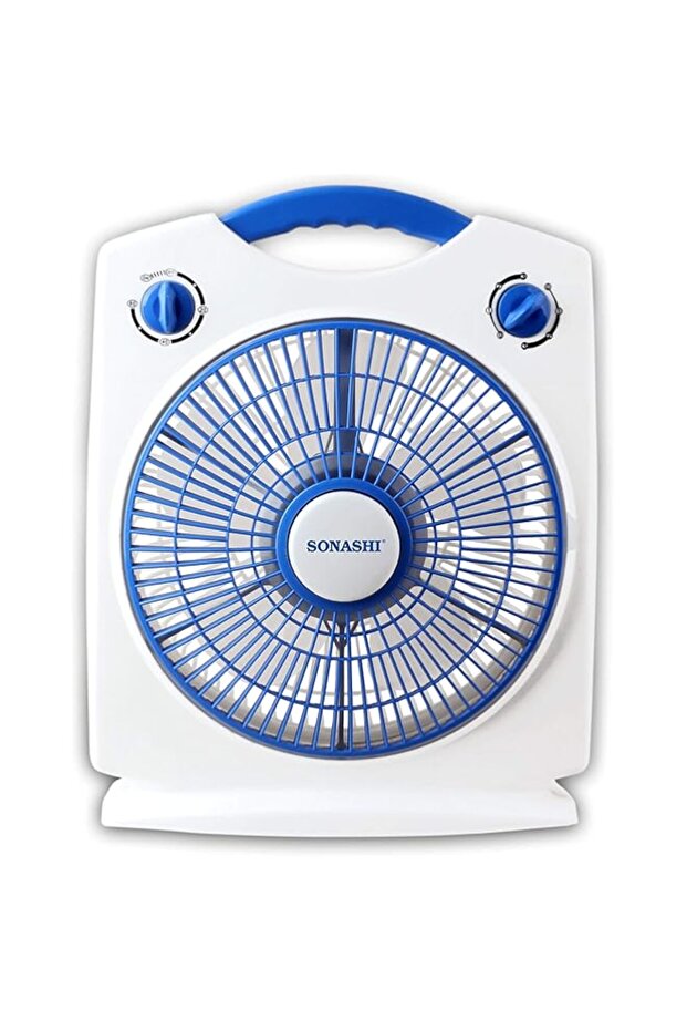 Sonashi SBF-7030 10-Inch Box Fan w/ 3 Speed Settings, Timer, Portable, White, Lightweight | Box Fan