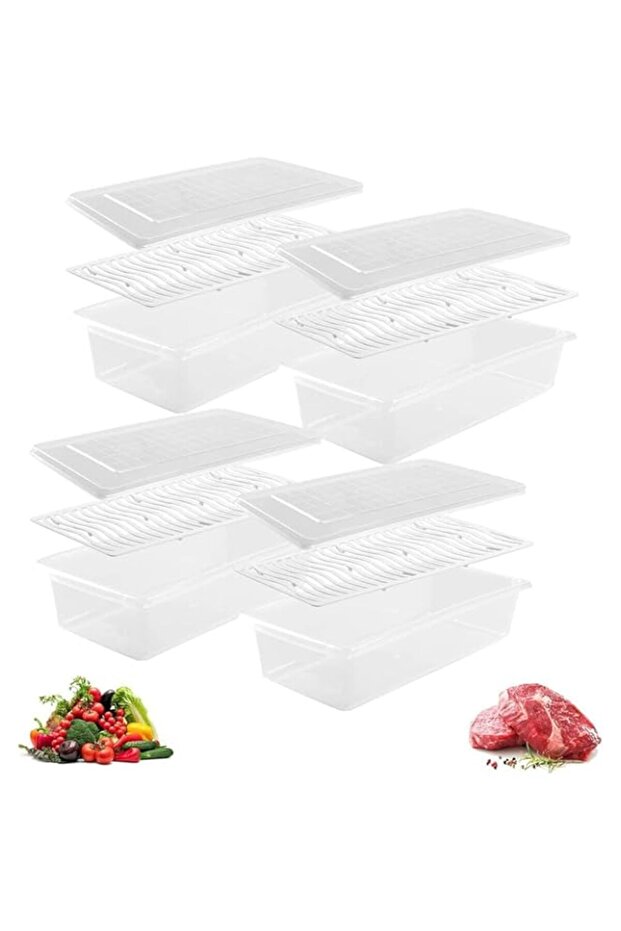 STAYOUNG 4 PCS Fridge Drawer Storage - Kitchen Refrigerator Space Saver Organizer with Removable Dra