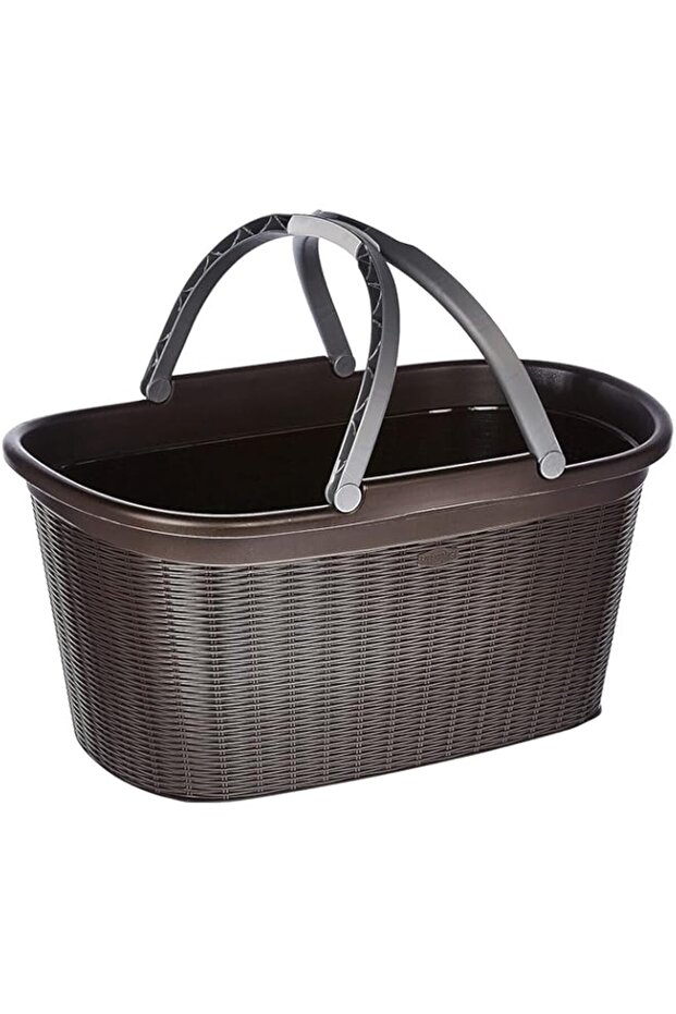 Stefanplast Elegance Laundry Basket With Handles, Plastic, Moka