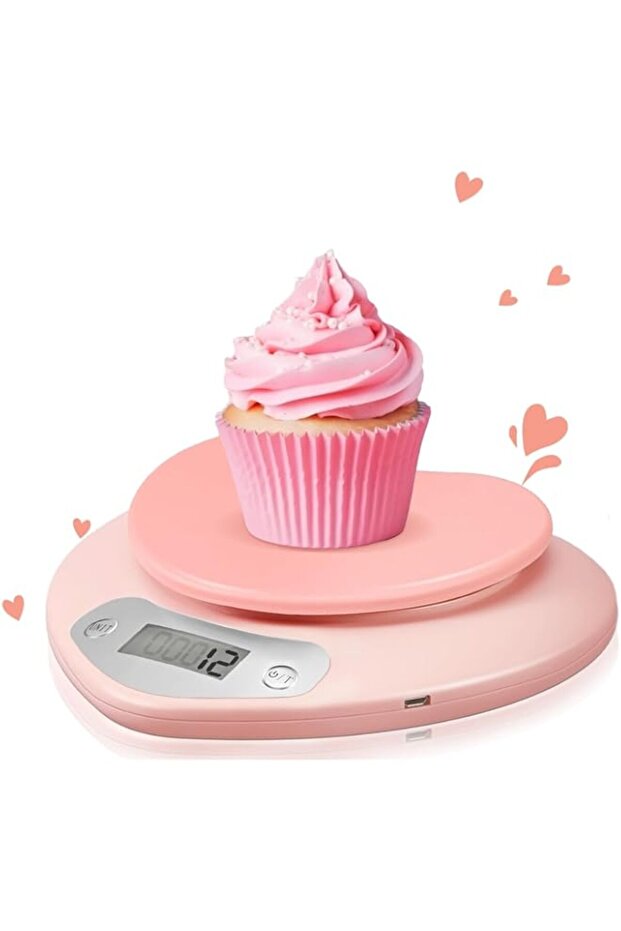 Excefore Food Scale Pink Kitchen Scale Heart Shaped Digital Food Scale with LCD Display, 11 lb Capac