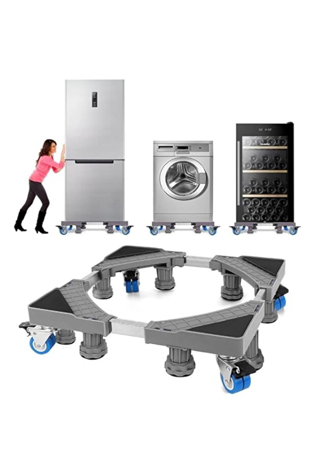 TABBOOT Adjustable Mobile Base | Refrigerator Stand | Stainless Steel Telescopic Washer Stand with D