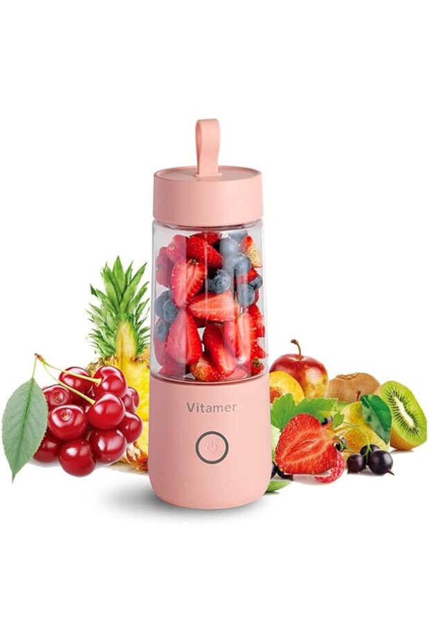 EQURA Portable Blender, USB Rechargeable Juicer Cup, 300mL Waterproof Fruit Mixing Machine Baby Trav