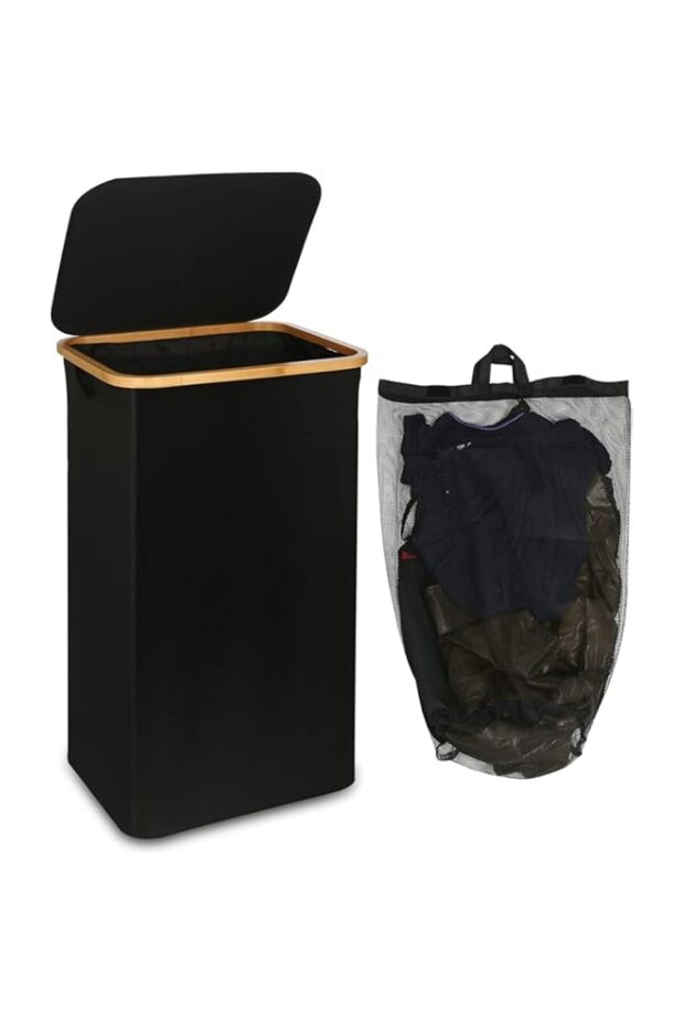 MedMad Large Laundry Basket, Foldable with lid, Waterproof, Portable with Handle, Detachable inner B