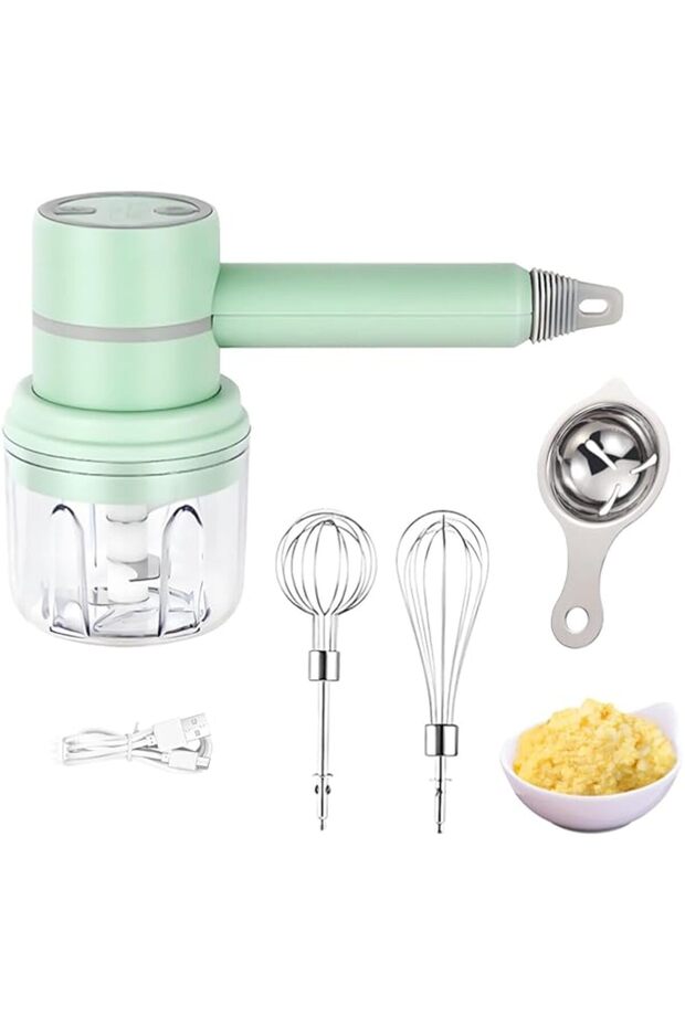 Rayyan Electric Garlic Masher 3-in-1 Electric Mixer, Portable Mini Electric Garlic Mincer, Household