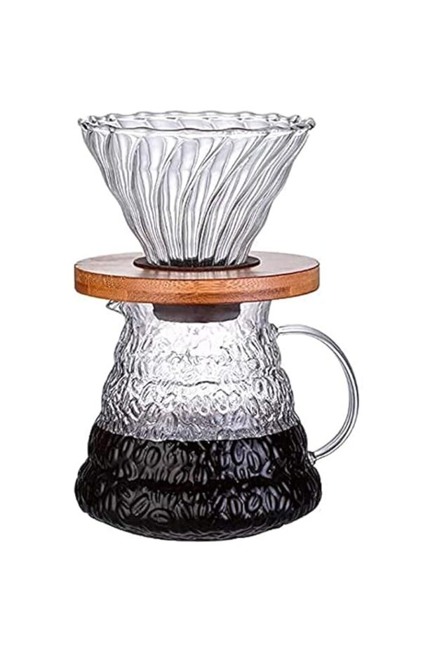 luckstar V60 Pour Over Coffee Maker Set, 600ml Coffee Server Pot with Glass Drip Filter Elegant Coff