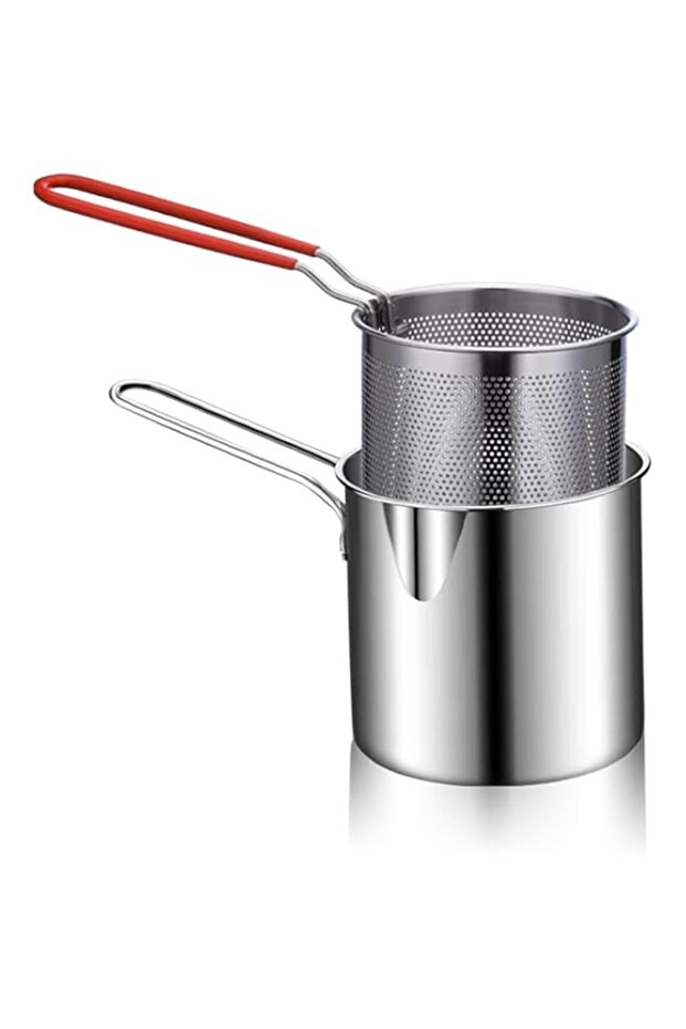 Bewinner Small Deep Fryer Pot with Basket, Mini Deep Oil Fryer, 304 Stainless Steel Gadgets with Ant