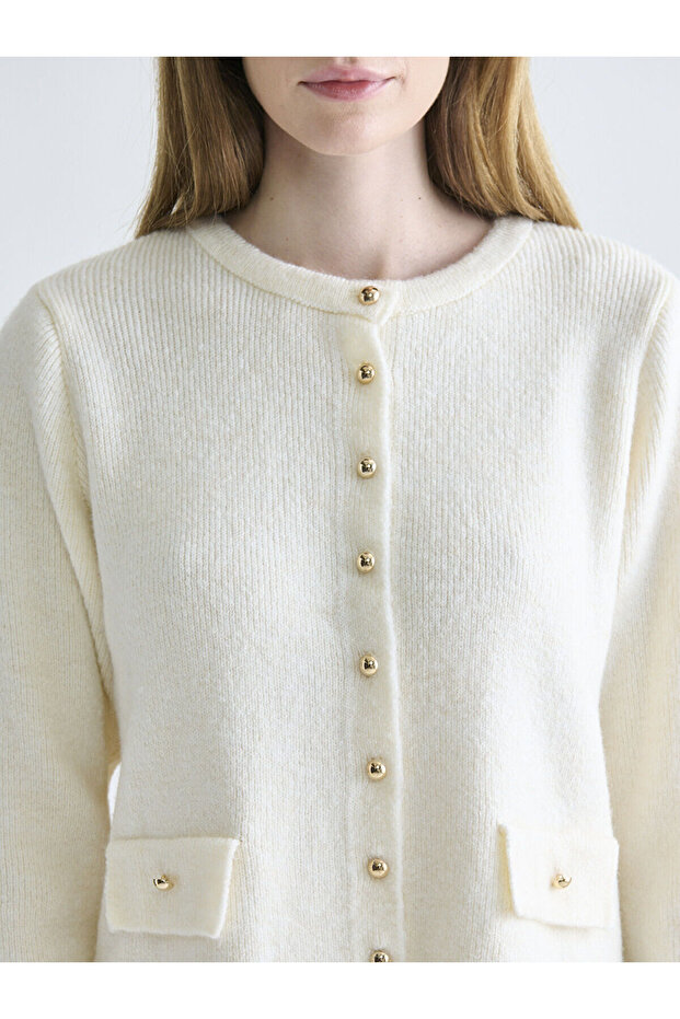 Bisiklet Yaka Kadın Triko Hırka - 3