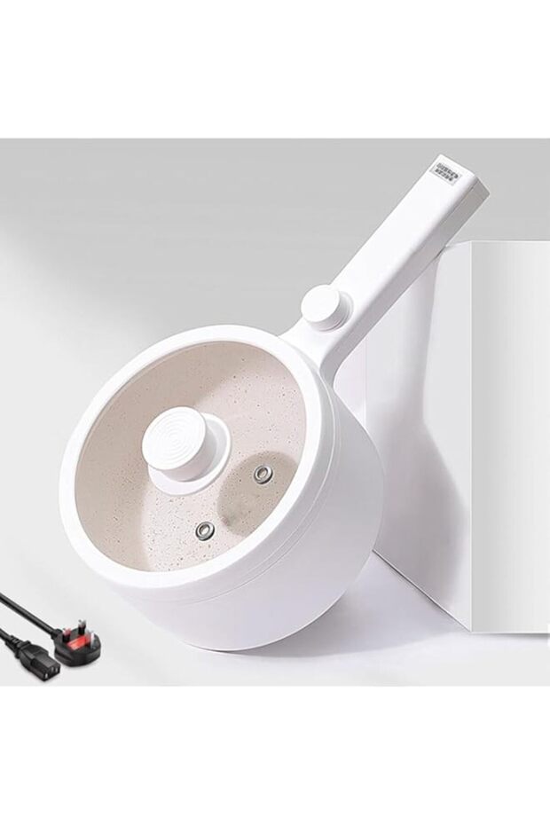 CEOOL 1.5L Mini Portable Electric Pan, Electric Hot Pot, 600W Non-Stick Rapid Multi-Cooker with Lid