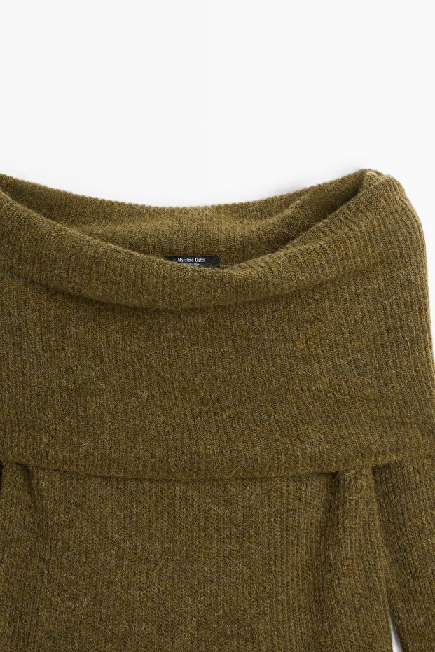 Omzu açık triko kazak - 5