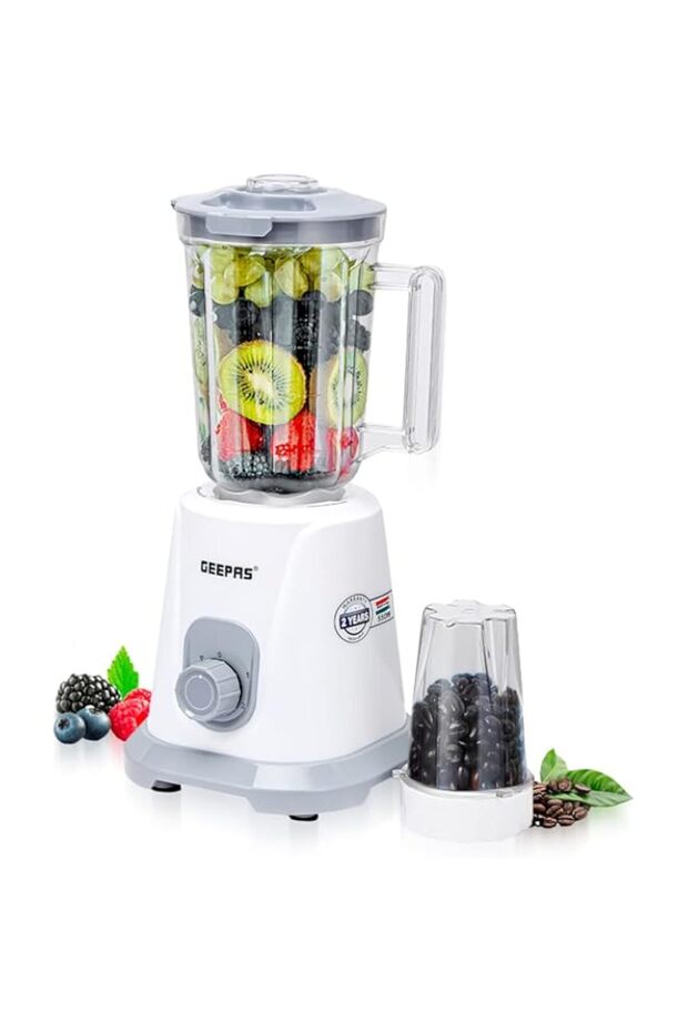 Geepas 2-in-1 Blender, Multifunctional Mixer Grinder, GSB44083 | 1.5L PC Jar & Coffee Grinder 2 Spee