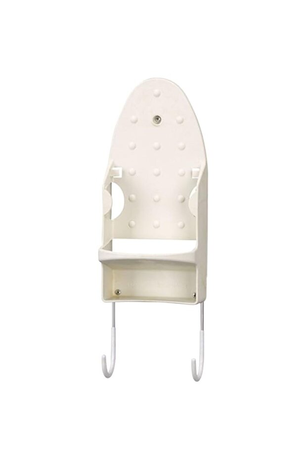 Household Essentials 166-1 Iron Wall Mount with Attached Ironing Board Hooks,White
