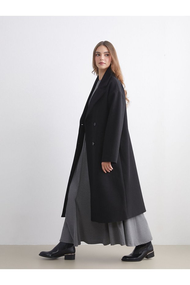 Vizyon New Season Jacket Collar Women's Cashmere Coat