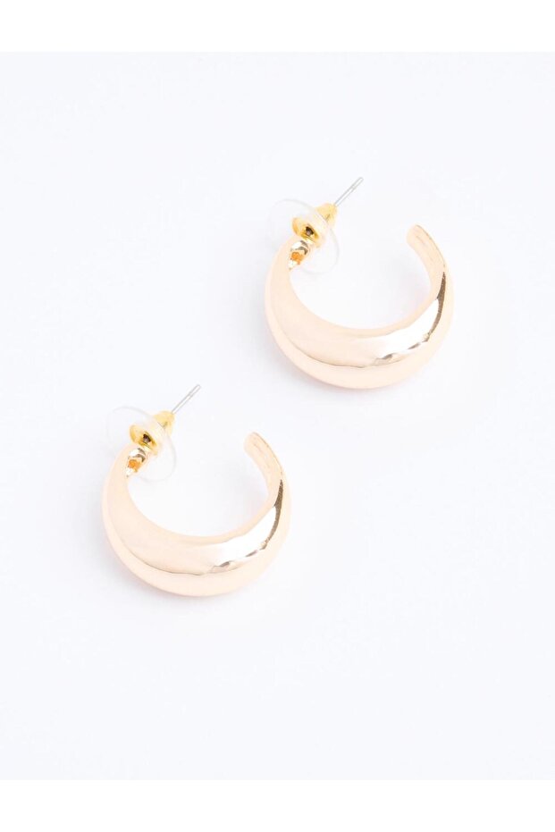 Altın Rengi Minimal Halka Küpe - 2