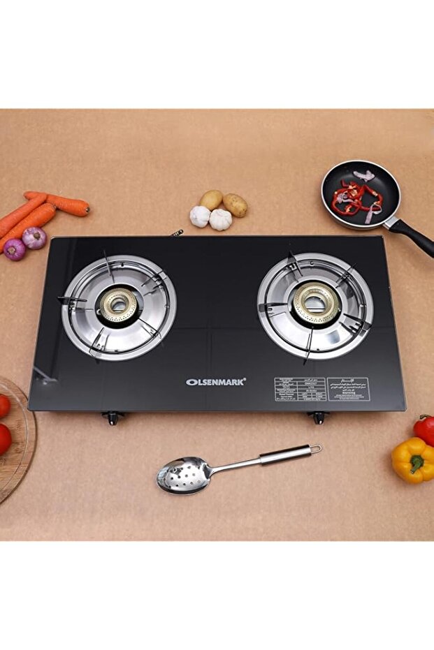 Olsenmark Glass Two Burner/Cast Iron India Omk2317