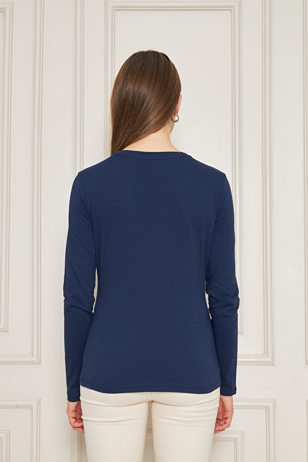 BİSİKLET YAKA UZUNKOL BASİC T-SHİRT - 8