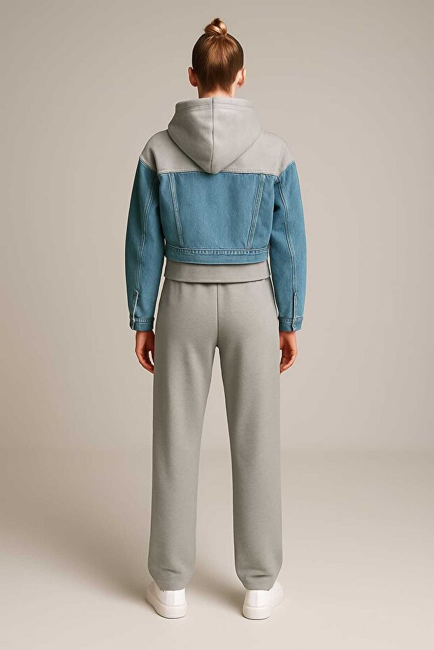 Denim parçalı Sweat - 2