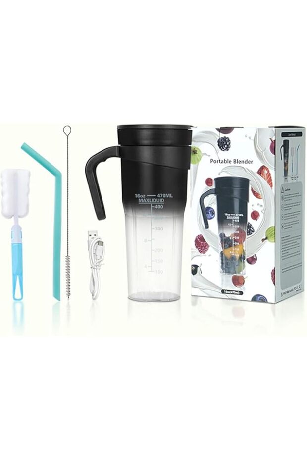 Tazweeq 300W Turbocharged Portable Blender, 28 oz Large Capacity, 6 Blades for Smooth & Creamy Shake