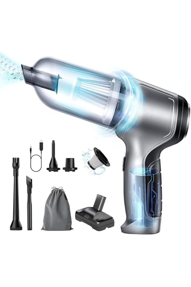 TDOO 3 in 1 Wireless Handheld Rechargeable Portable Car Vacuum,19000PA High Power Cordless Rechargea