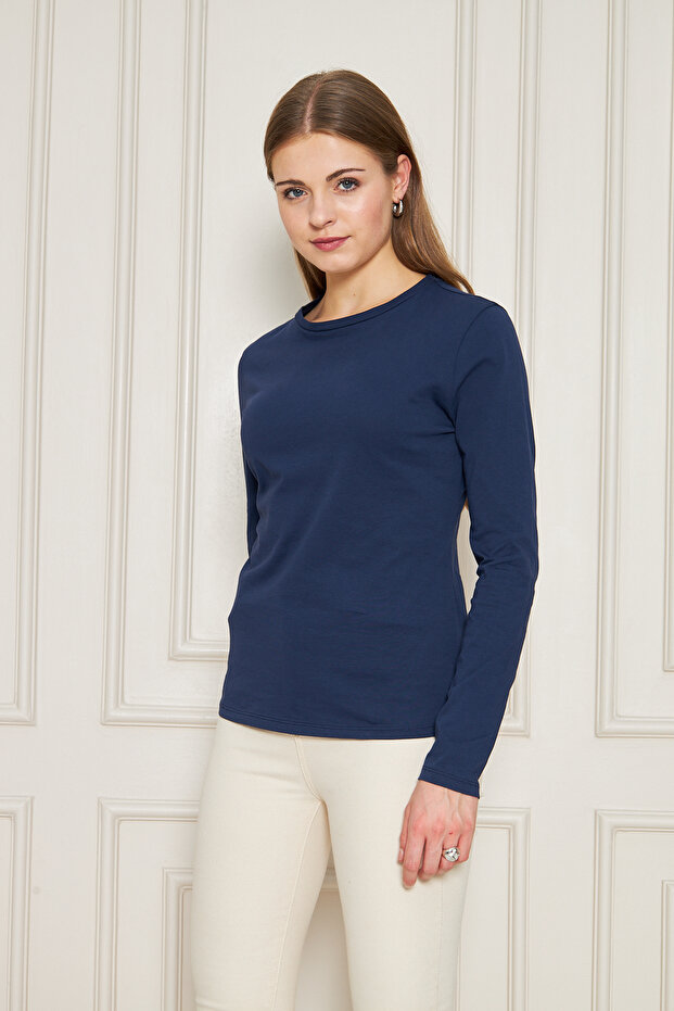 BİSİKLET YAKA UZUNKOL BASİC T-SHİRT - 3