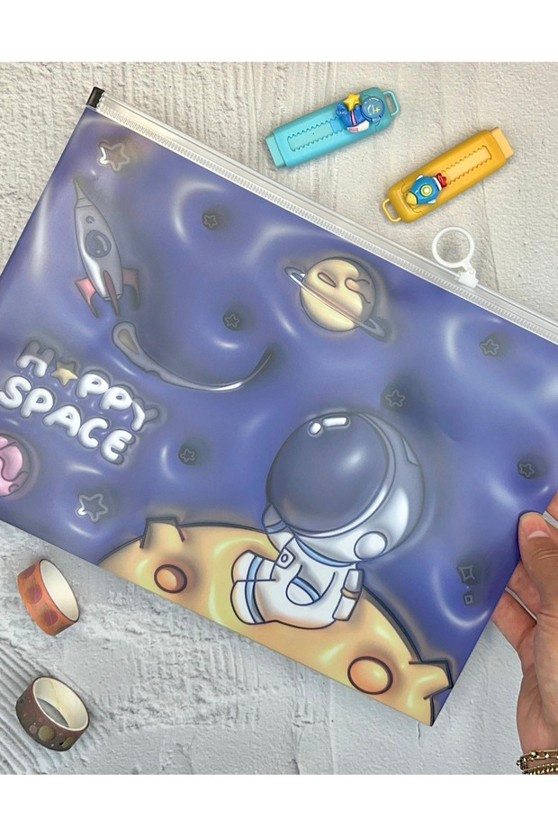 Planet Land Transparent Single Compartment A4 Zipper File Folder / Document File/Organizer Folder - 1