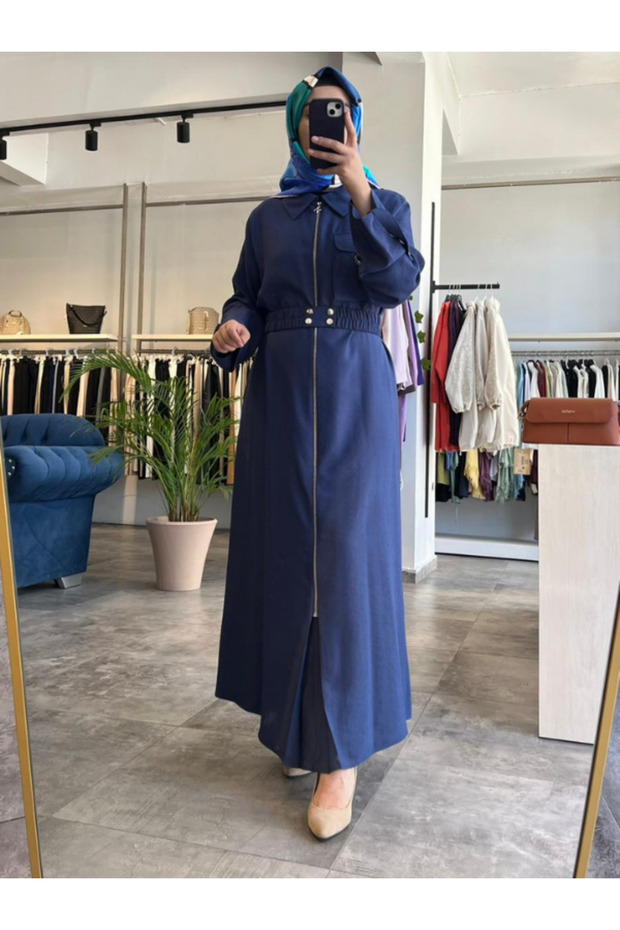 Women's Pocket Detailed Belted Zippered Dress 2001
