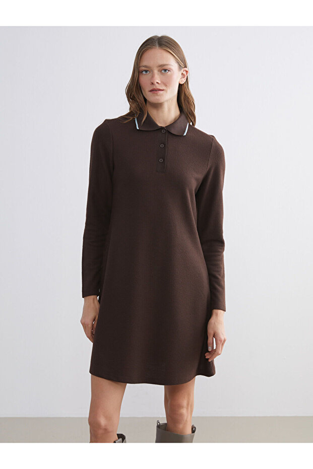 Brown Polo Neck Mini Dress