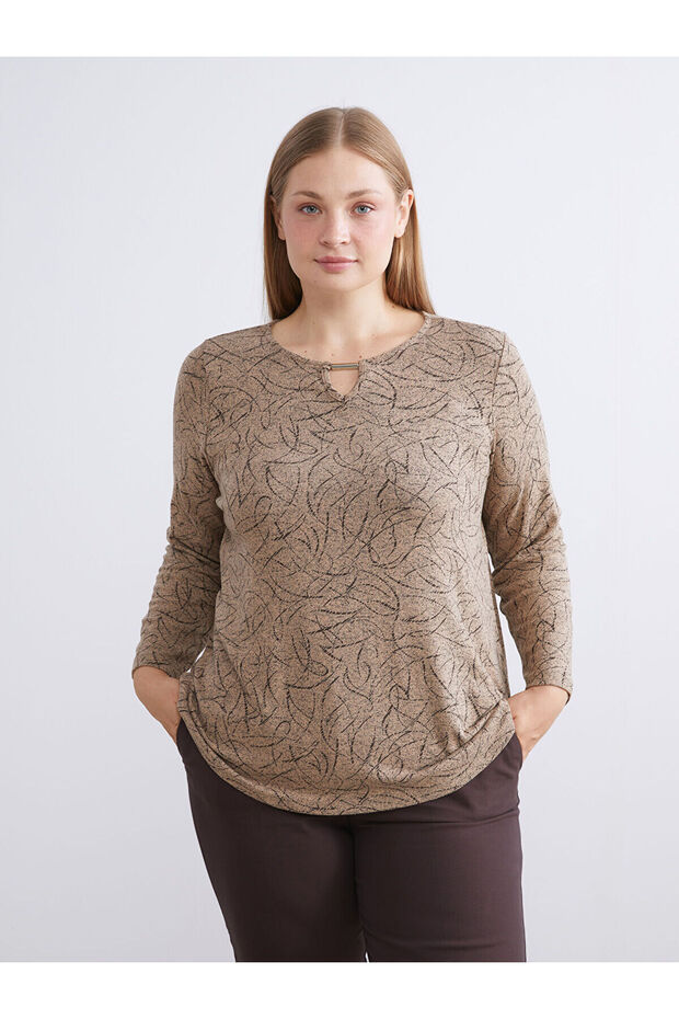 طاقم الرقبة منقوشة بلوزة - 2