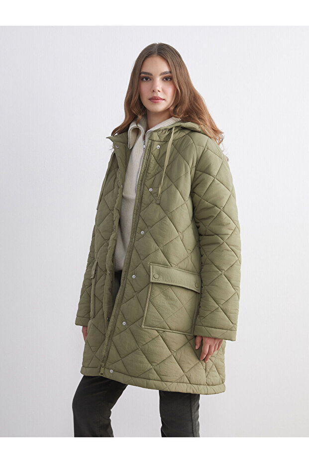 Two Mt Shop Quality Lcw Modest Khaki Quilted Oversize Women's Puffer Coat