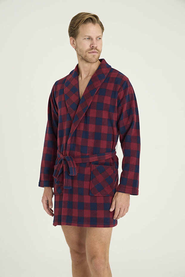 روب استحمام رجالي منقوش بنمط مربعات - 6