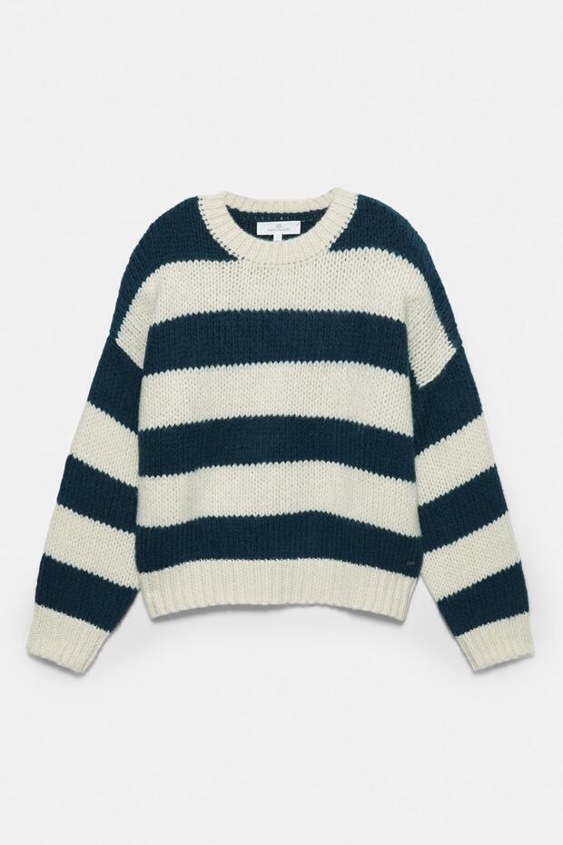 Kalın örgü çizgili kazak - 6